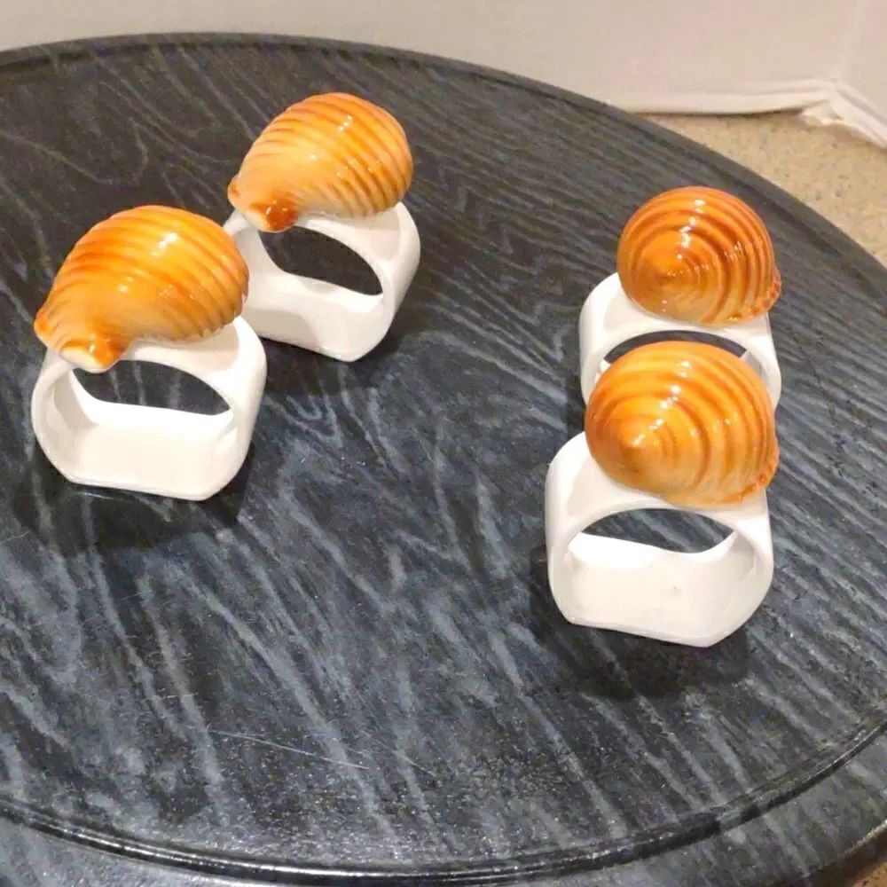 👍 Shell Napkin Rings Set of 4. Beach Ocean Theme. C6